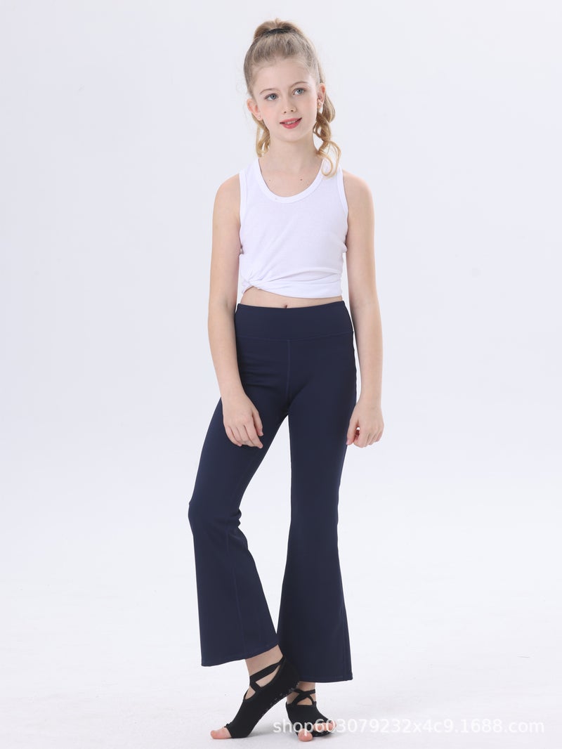 2025 Children'S Flared Yoga Pants Girls' Sports Training Solid Color Long Pants Leggings Breathable Quick-Dry For Outdoor Wear - Image 5